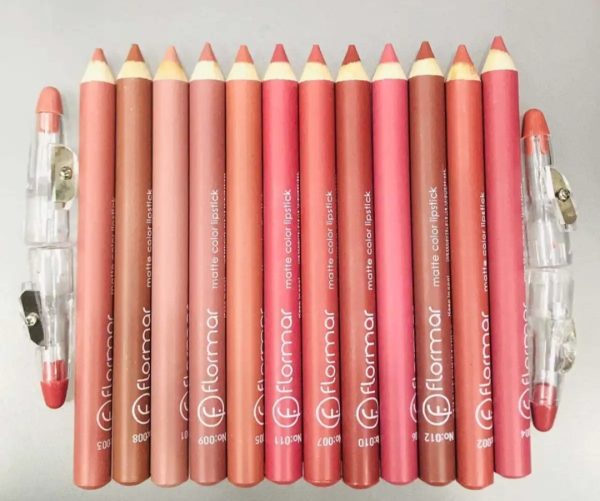 Set Of 12 Pcs Matte Nude Colors Lip Liners Pigmented Lip Pencils
